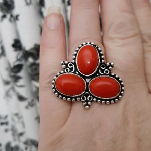 New Coral 925 Silver Ring.